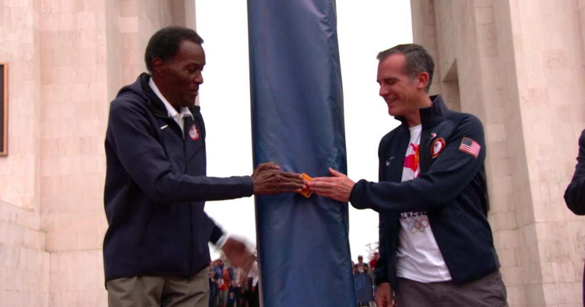 The LA Coliseum cauldron is lit ahead of 2028!