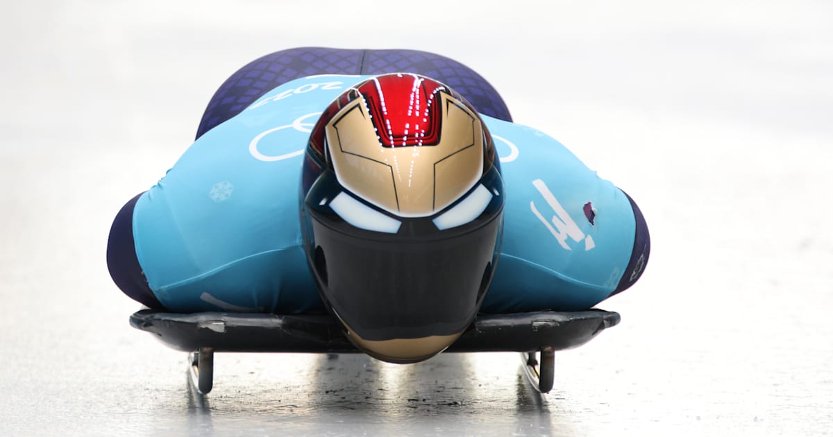 Skeleton helmets at Beijing 2022.