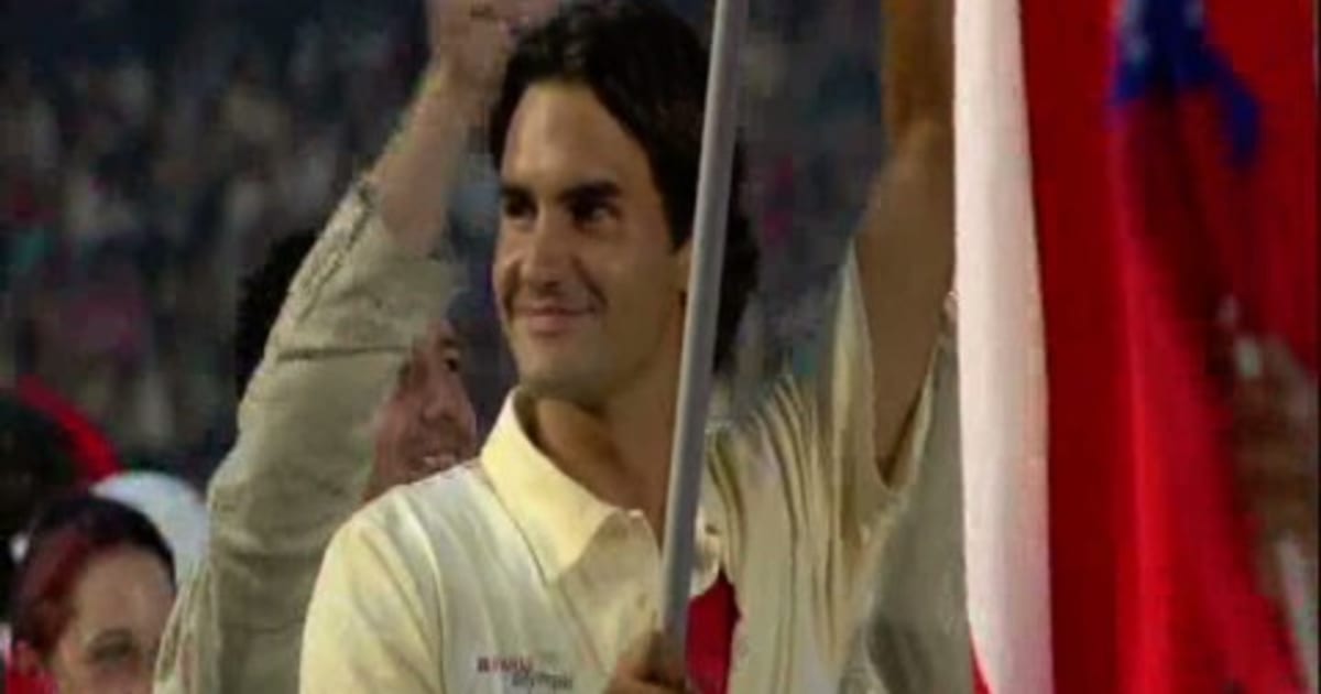 開会式で行進するスイス選手団 北京2008 ハイライト