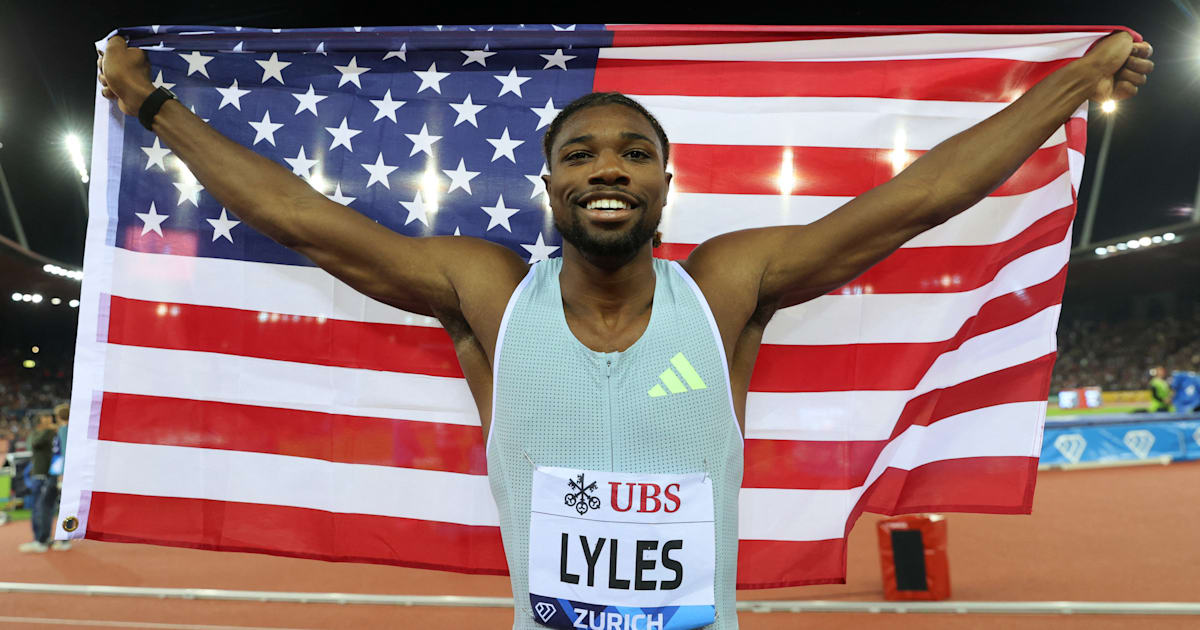 Zurich Diamond League 2023 Noah Lyles holds off Erriyon Knighton to