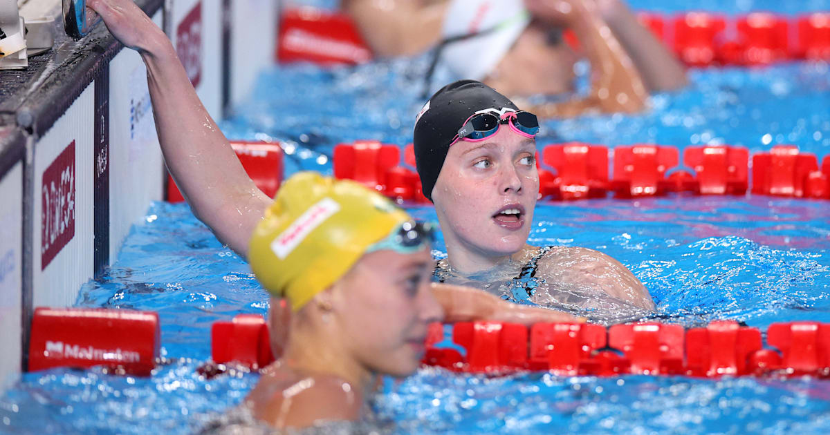 Claire Curzan achieves historic backstroke hat-trick with victory in women’s 200m event