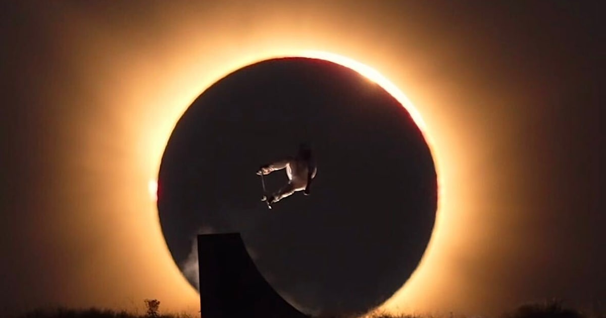 'The move of my life': Spanish Olympic skateboarder Danny León times trick with total solar eclipse