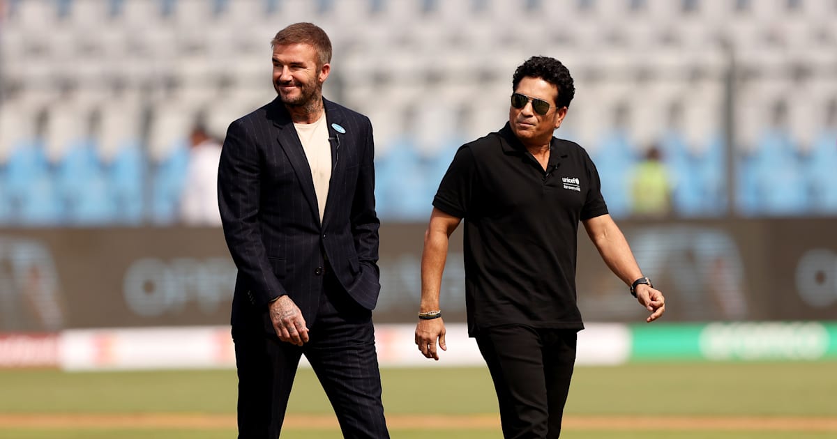 david beckham at india vs new zealand world cup semi final