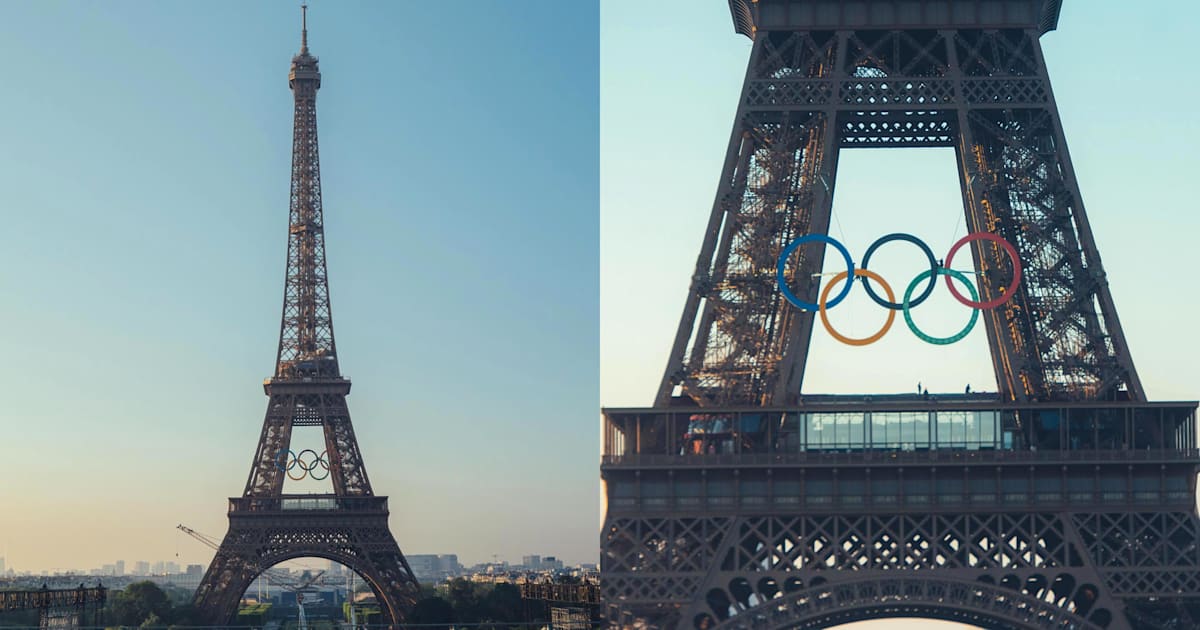 50 days to go - Paris 2024: the Eiffel Tower wears the Olympic rings