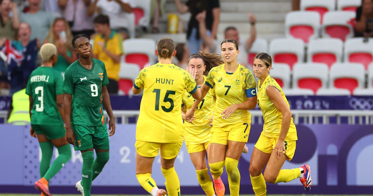 Paris 2024 Olympics football: Matildas secure late 6-5 comeback win vs Zambia