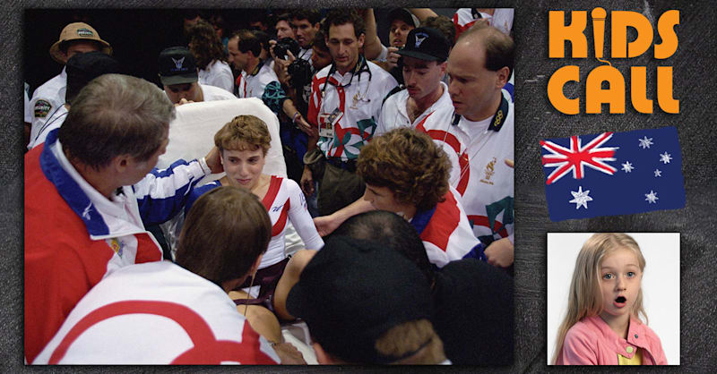 Kerri Strug performing her heroic vault routine despite injury