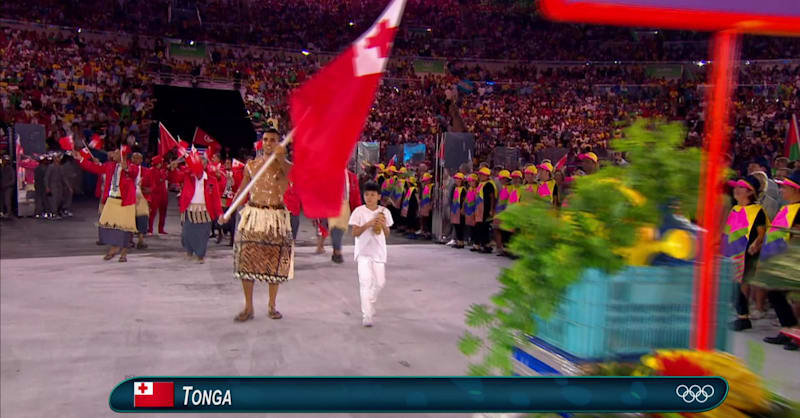 Tongan flag-bearer's oiled torso sparks social media frenzy