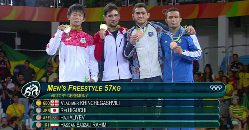 Khinchegashvili wins gold in men's freestyle wrestling 57kg