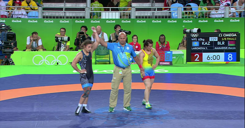 玛利亚·马马舒克（白俄罗斯）胜 叶卡特里娜·拉里奥诺娃（哈萨克斯坦），8-2