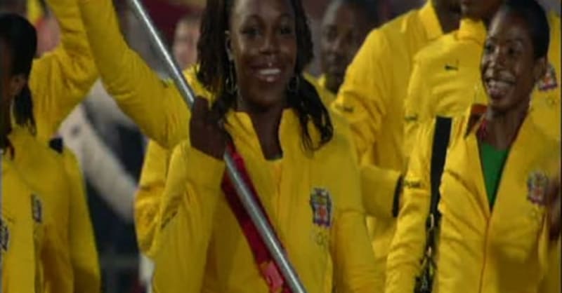 開会式で行進するジャマイカ選手団