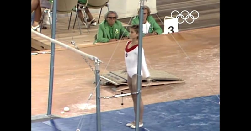 Olga Korbut Bars routine at the 1972 Olympic Games